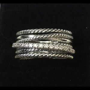 David Yurman Crossover Wide Ring with Diamonds 💎